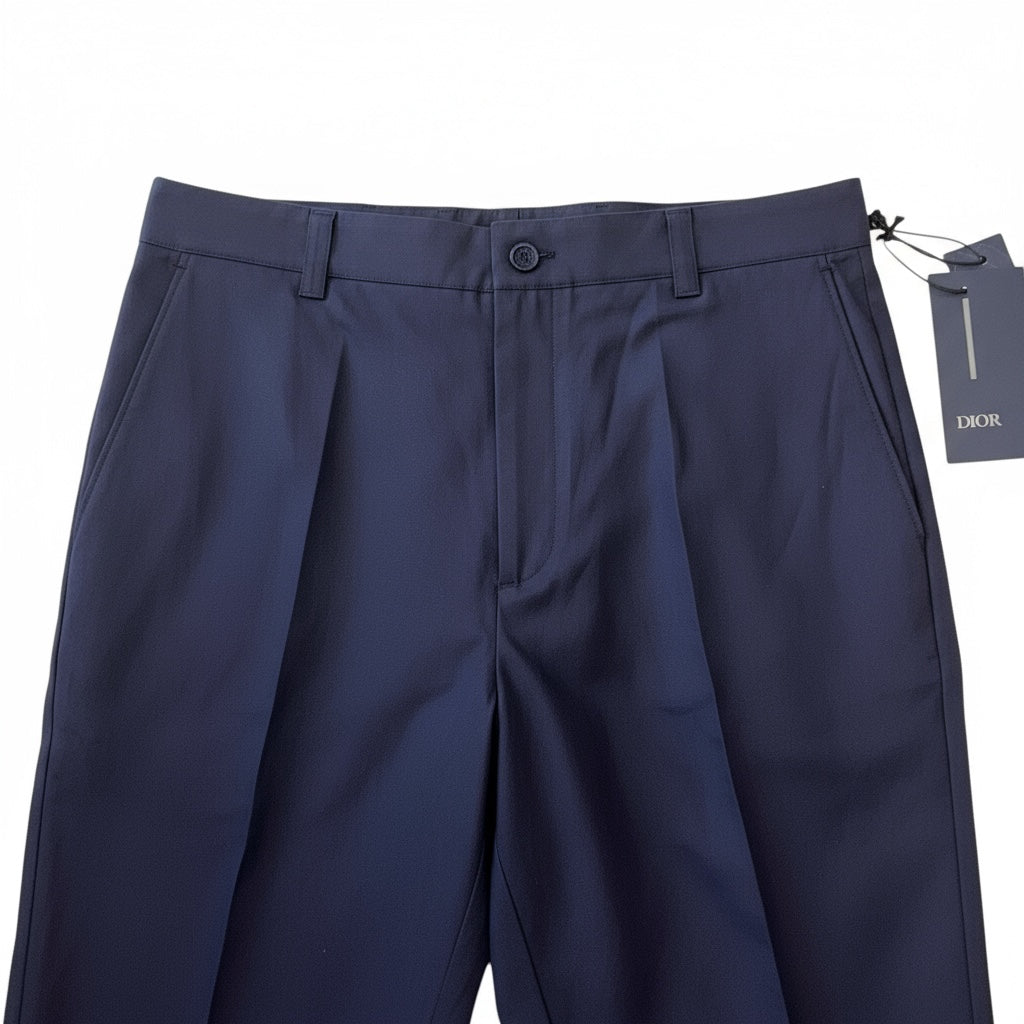 RRP$2500［new］ DIOR Silk Cotton Leather Pants DeepBlue 50