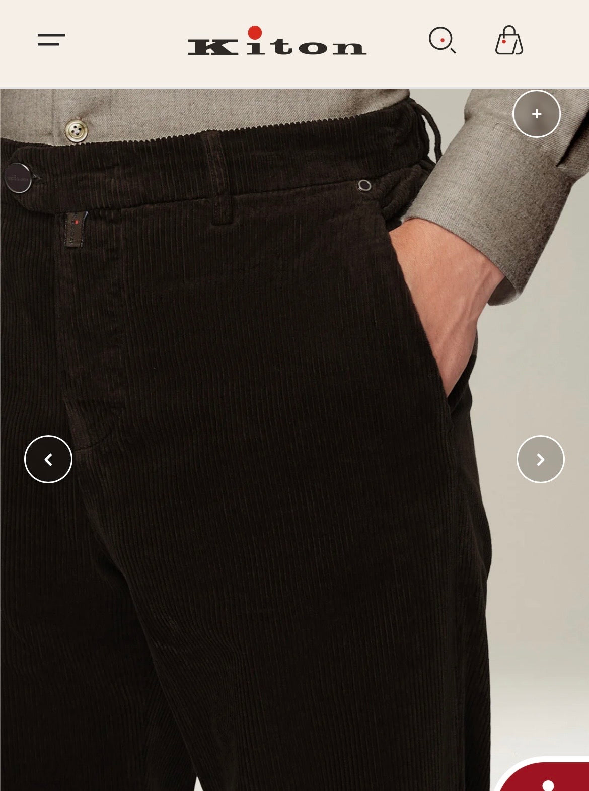 22万 新品 Kiton 総手縫い コーデュロイ パンツ 黒グレー 32