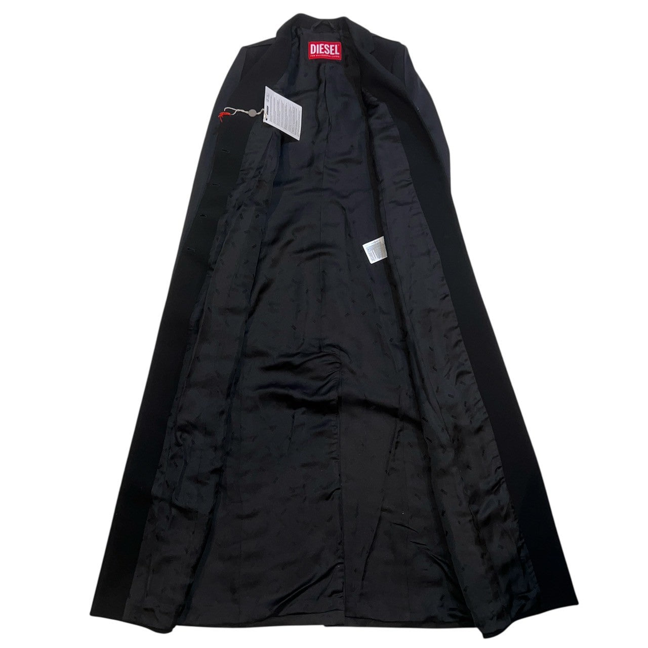 19万 新品 DIESEL 超ロングコート ミニマル 黒 バージンウール 42