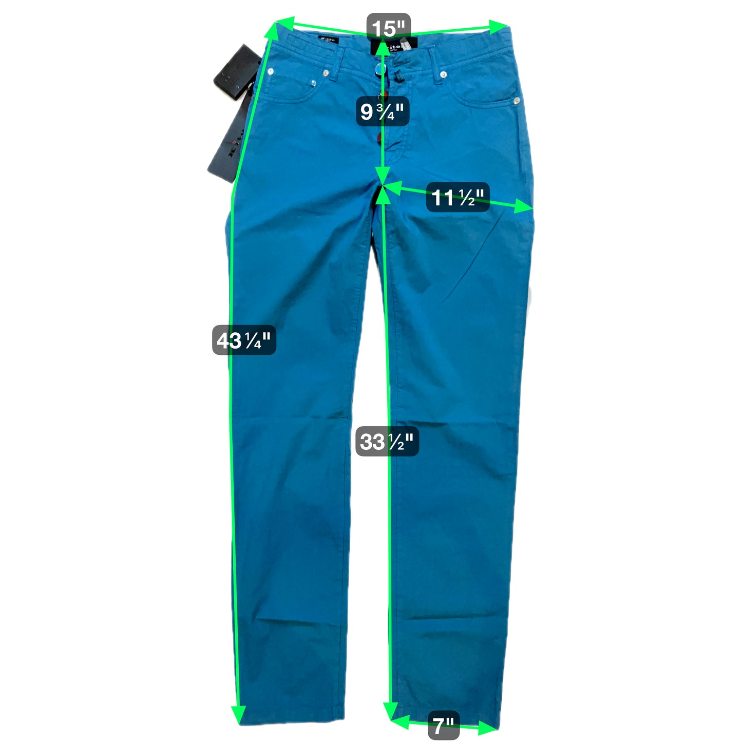 19万 新品 Kiton 総手縫い ブルーペトロレウム 5ポケット パンツ 32