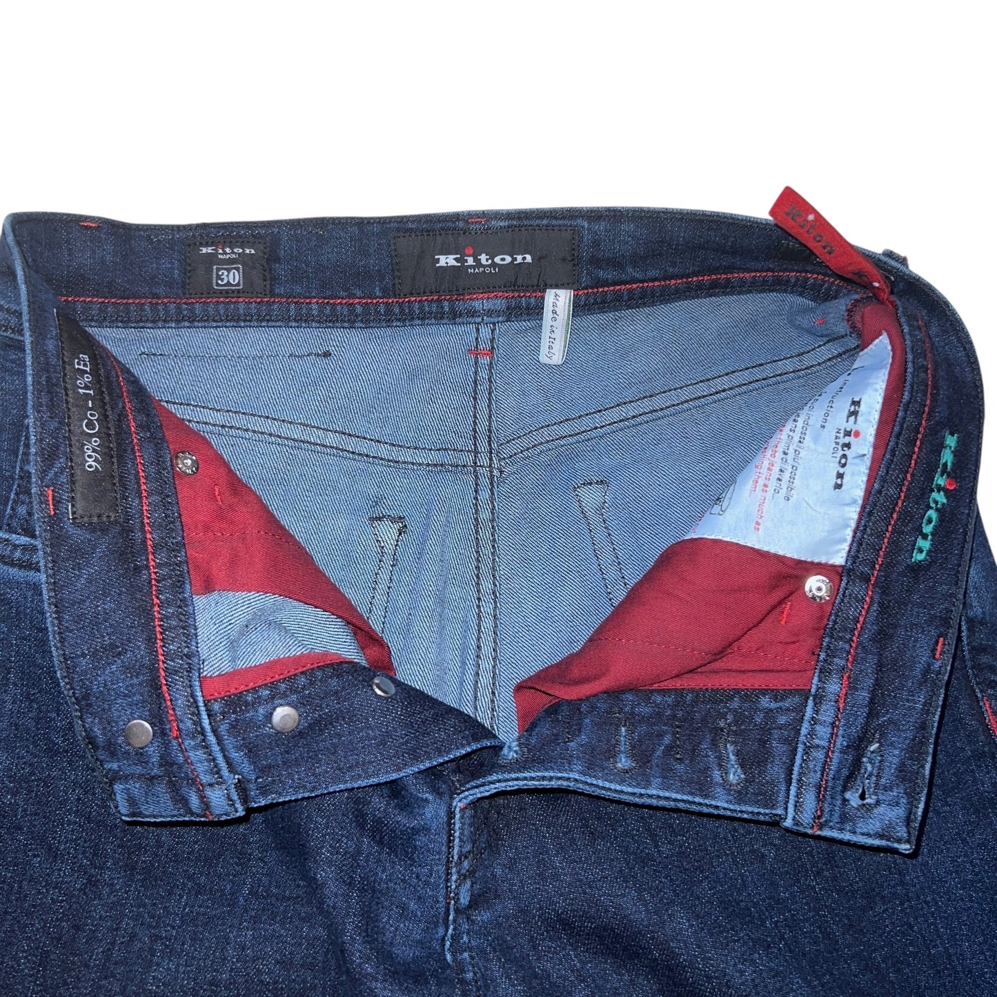 18万 新品 Kiton 総手縫い インディゴ デニム パンツ 30