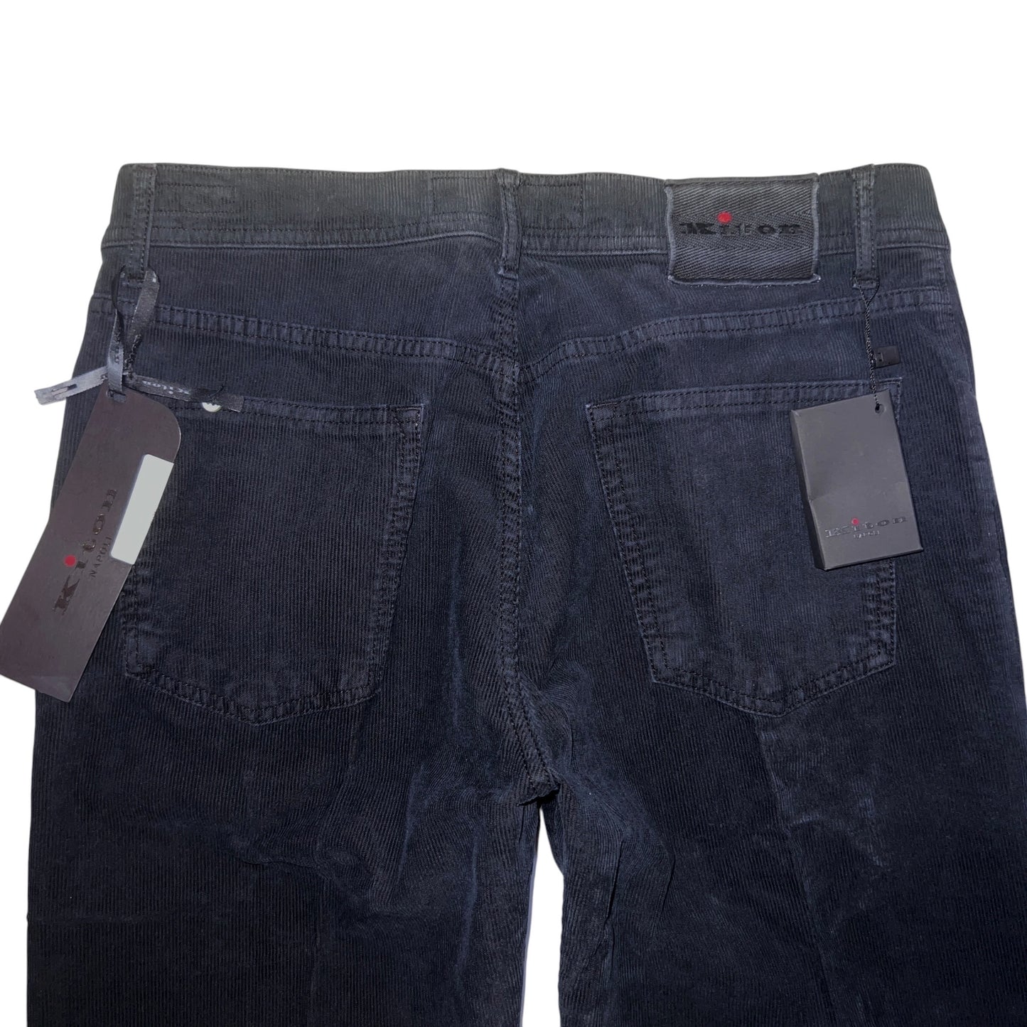 21万 新品 Kiton 総手縫い 細コーデュロイ 5ポケット パンツ 青 32