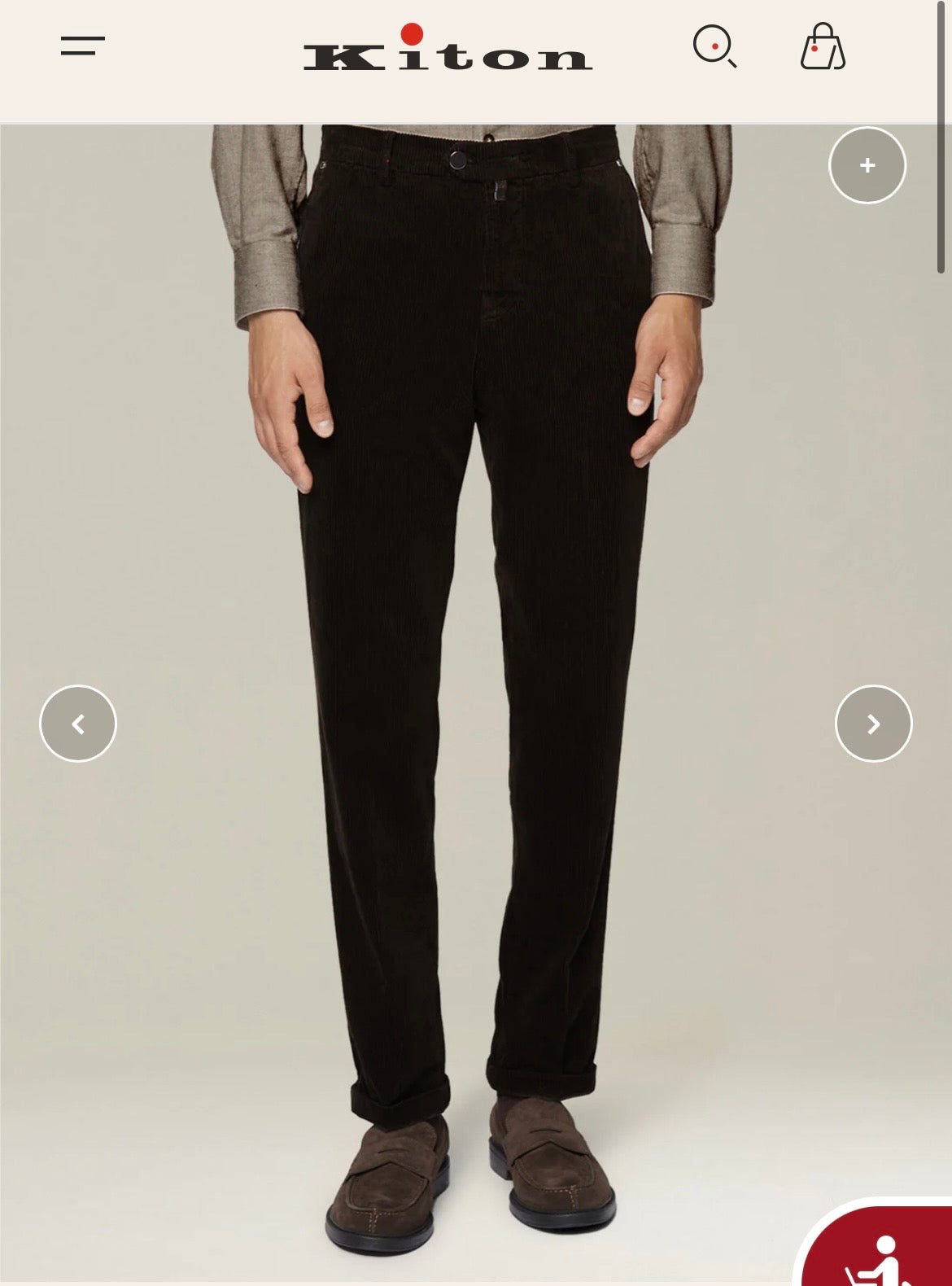 22万 新品 Kiton 総手縫い コーデュロイ パンツ 黒グレー 32