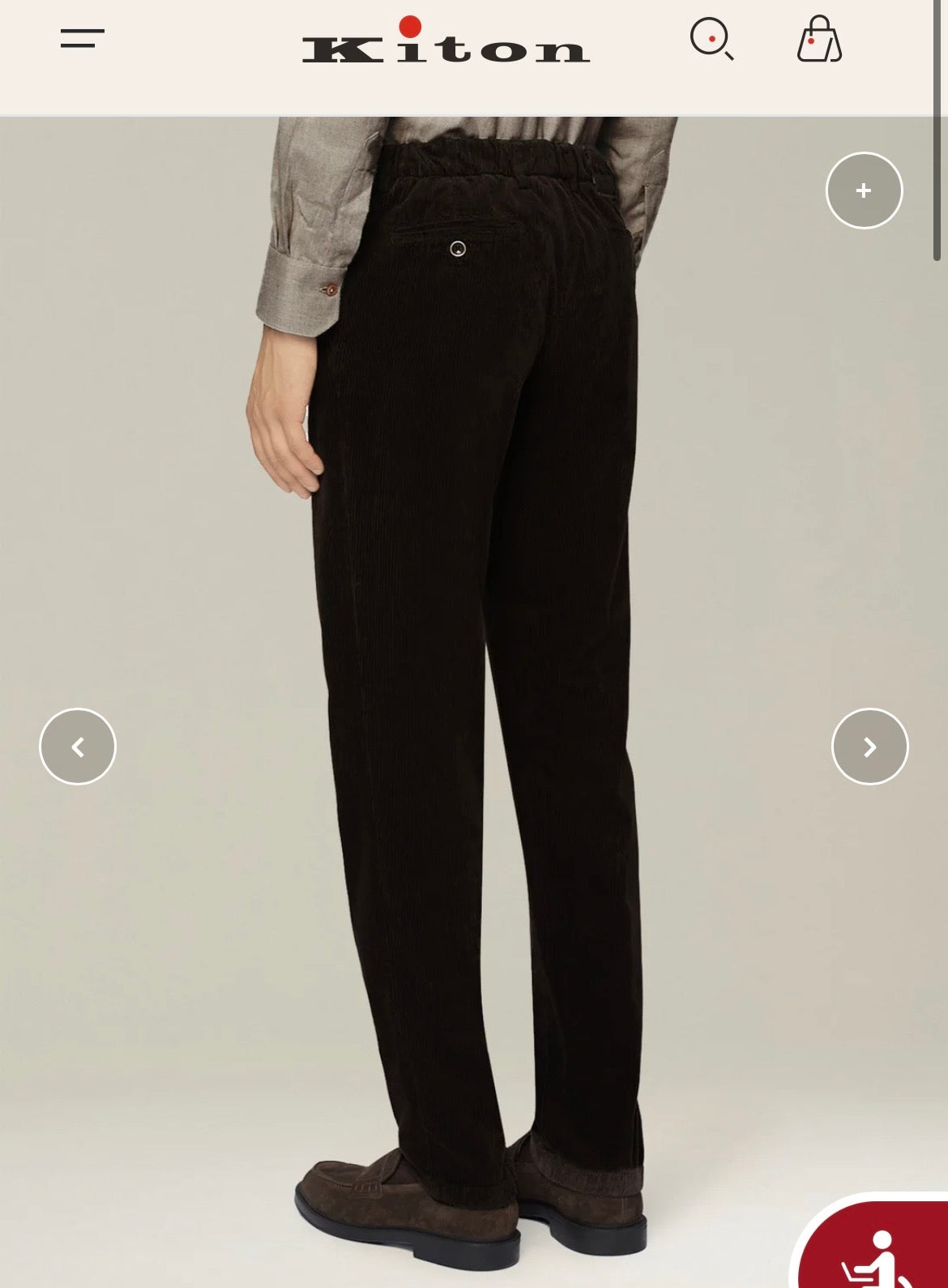 21万 新品 Kiton 総手縫い 細コーデュロイ 5ポケット パンツ 青 32