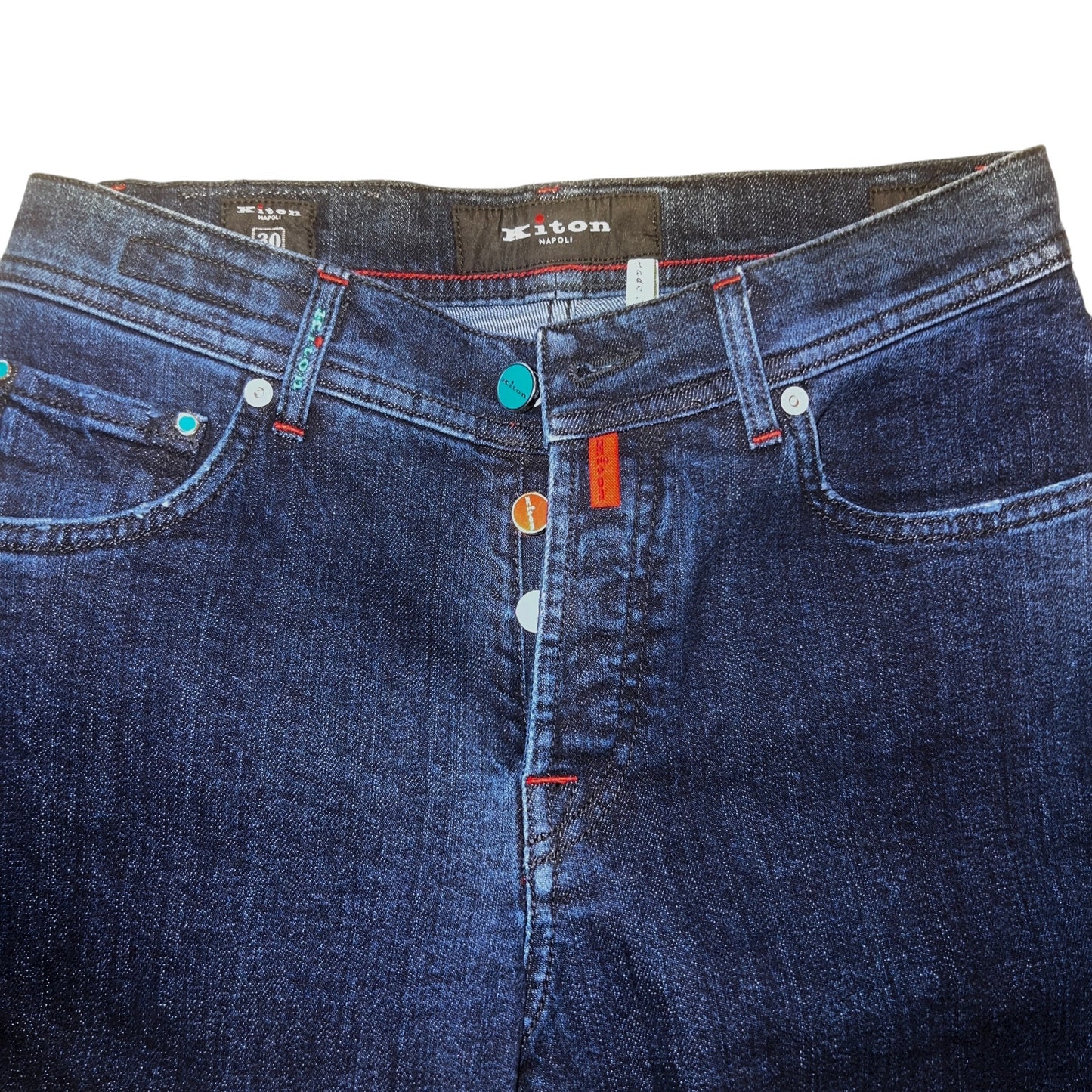 18万 新品 Kiton 総手縫い インディゴ デニム パンツ 30