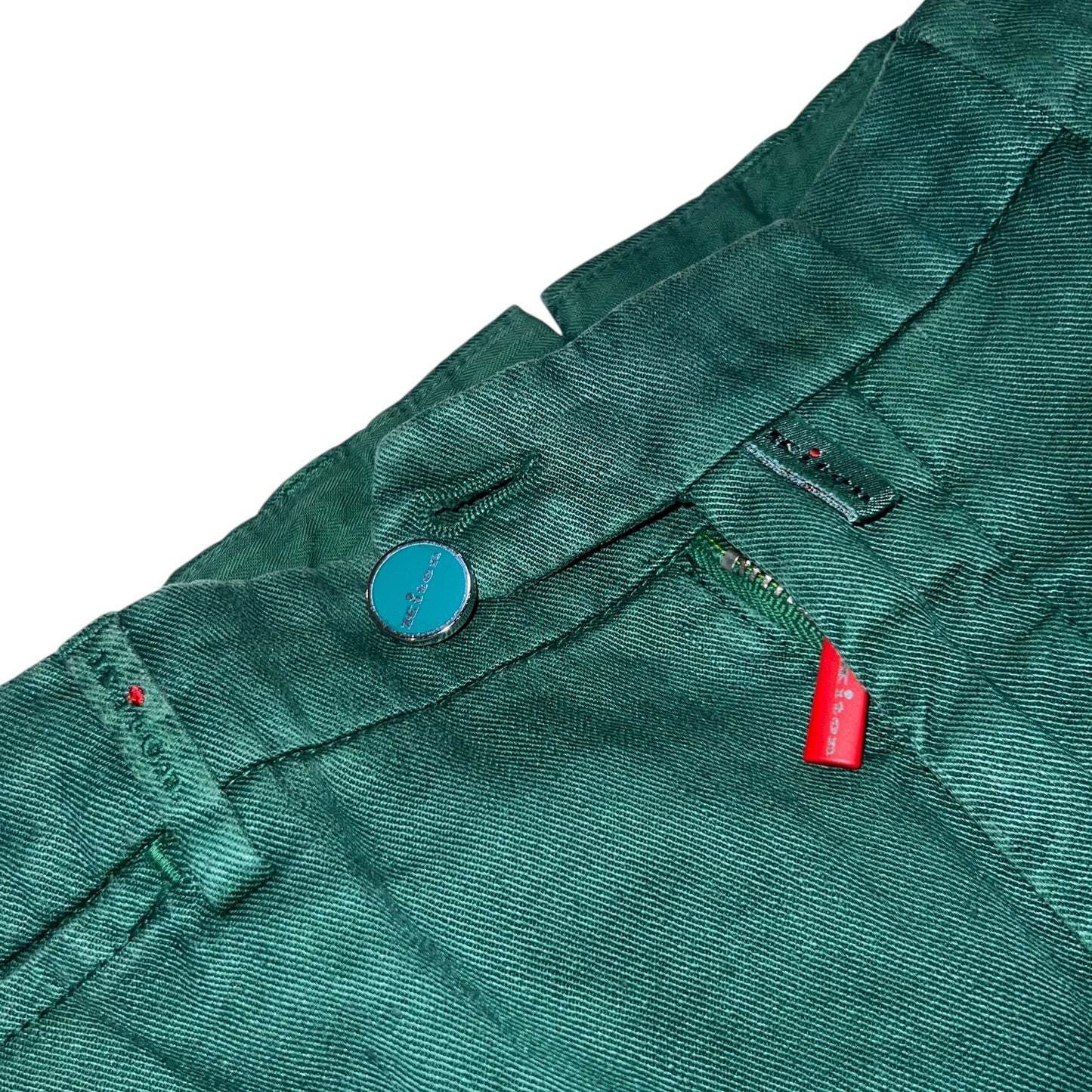 27万 新品 Kiton 総手縫い グリーン コットンリネン 5ポケット パンツ