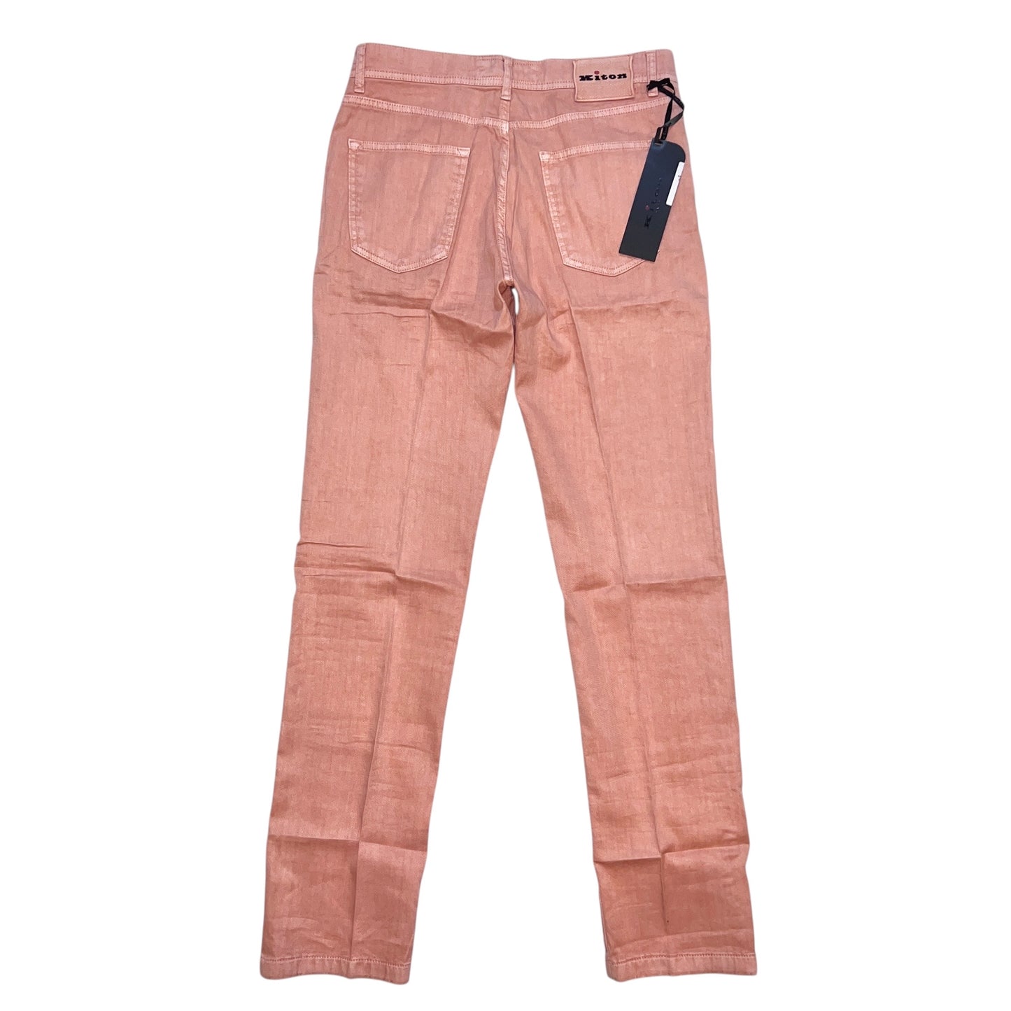 20万 新品 Kiton 総手縫い コーラルピンク 5ポケット パンツ 32