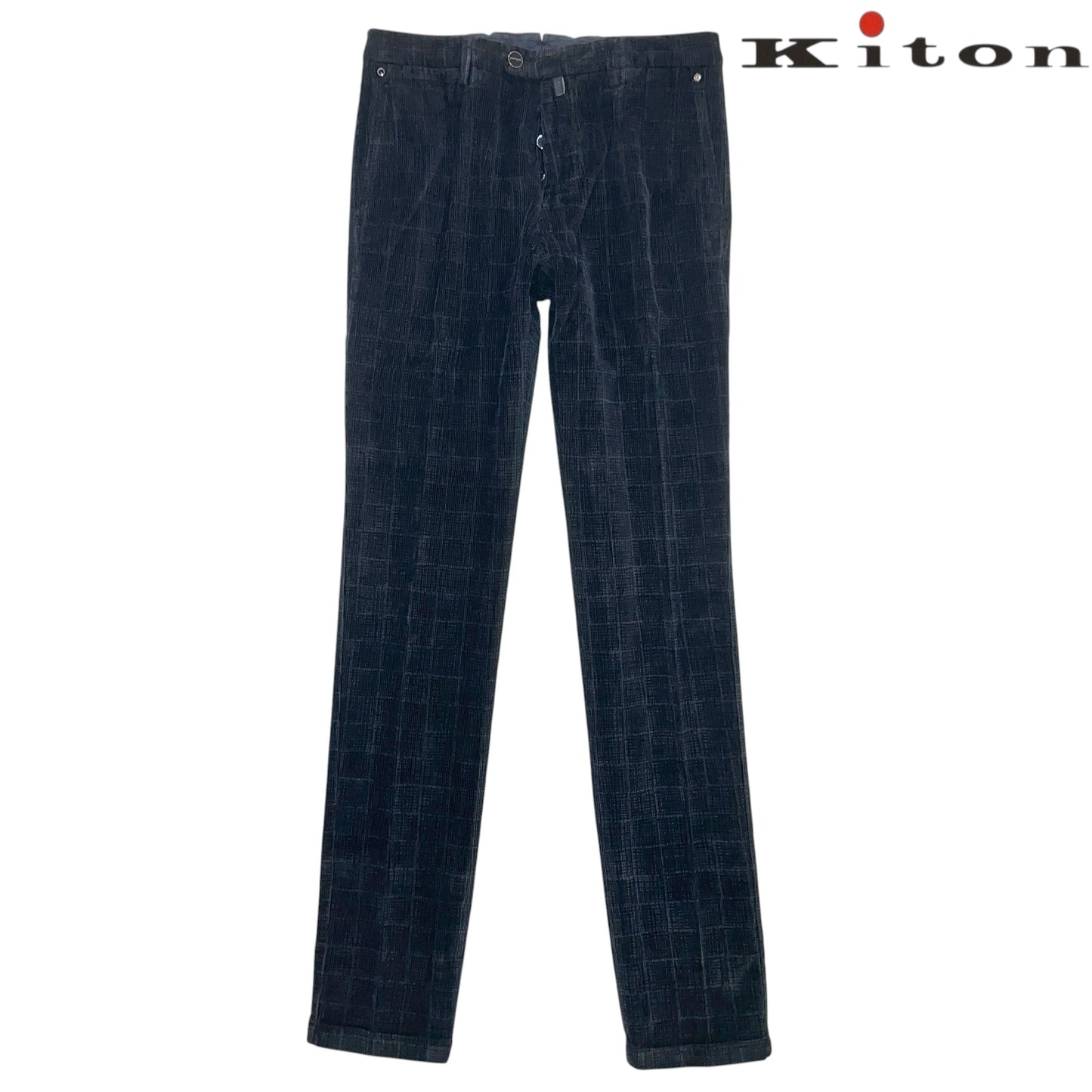 22万 新品 Kiton 総手縫い コーデュロイ パンツ 黒グレー 32
