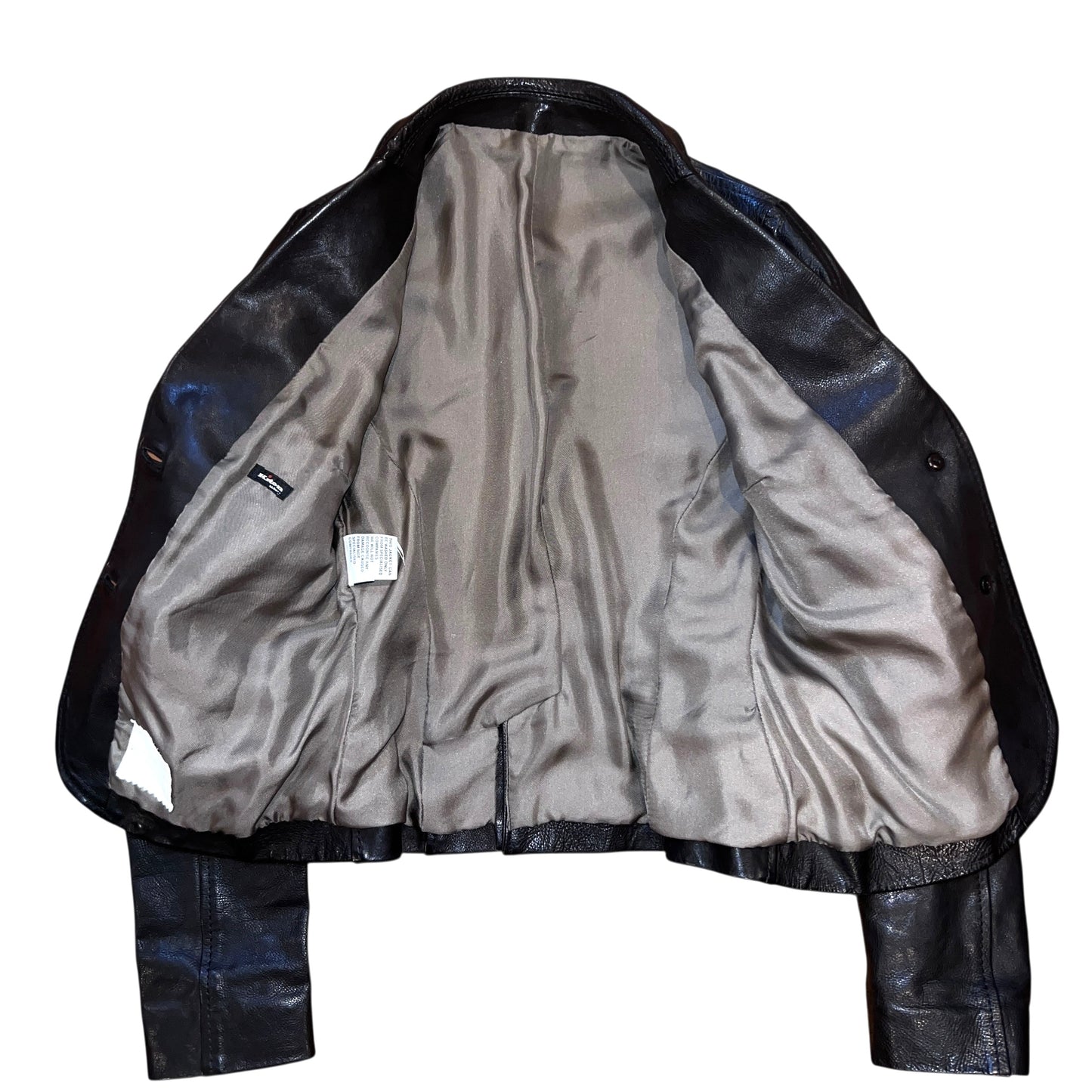 RRP$11000 Kiton Italy Leather Tailor Jacket Black 38