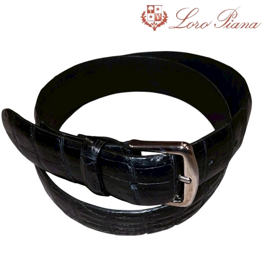 RRP$2700 [new] 42万 【7日間限定】 Loro Piana Crocodile Leather Belt Black 90