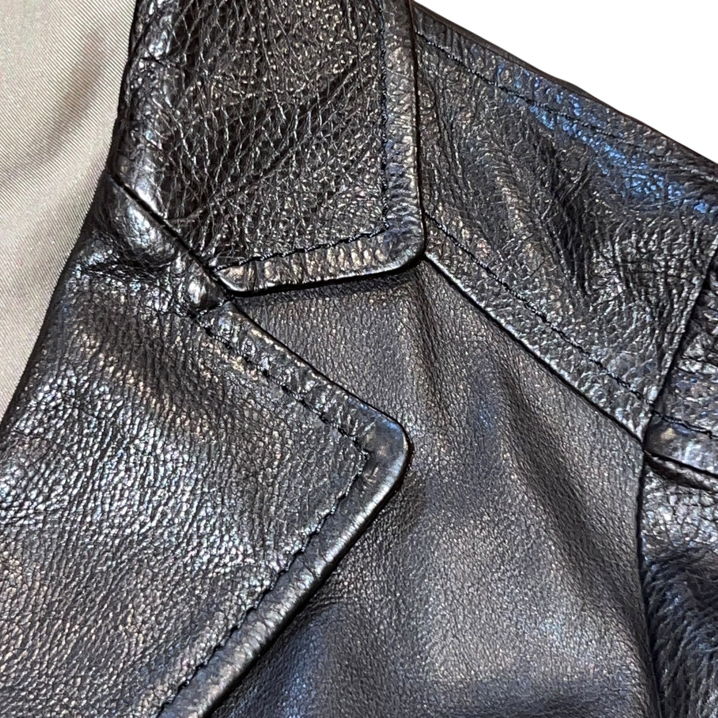 RRP$11000 Kiton Italy Leather Tailor Jacket Black 38