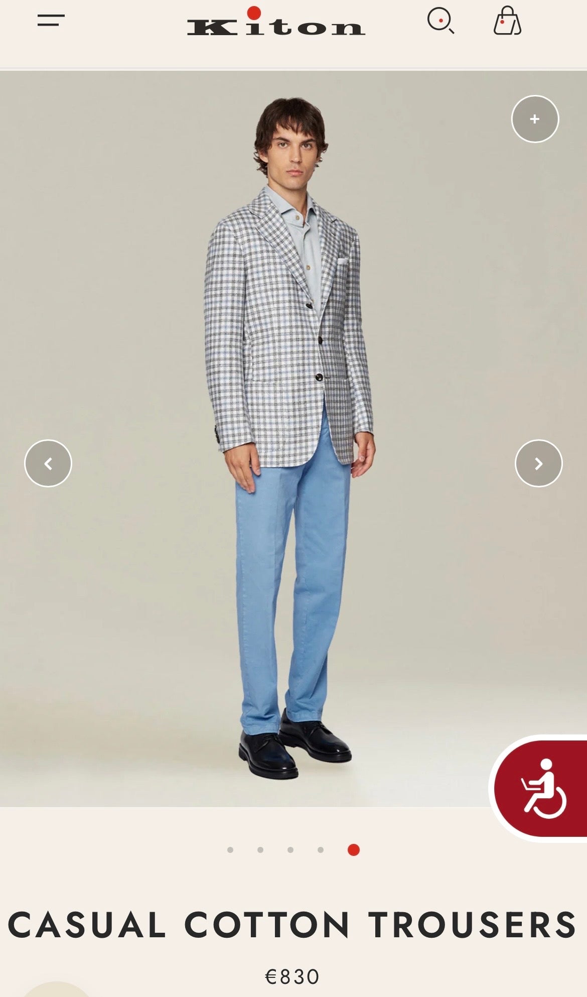 22万 新品 Kiton 総手縫い シルク スカイブルー チノ パンツ 32