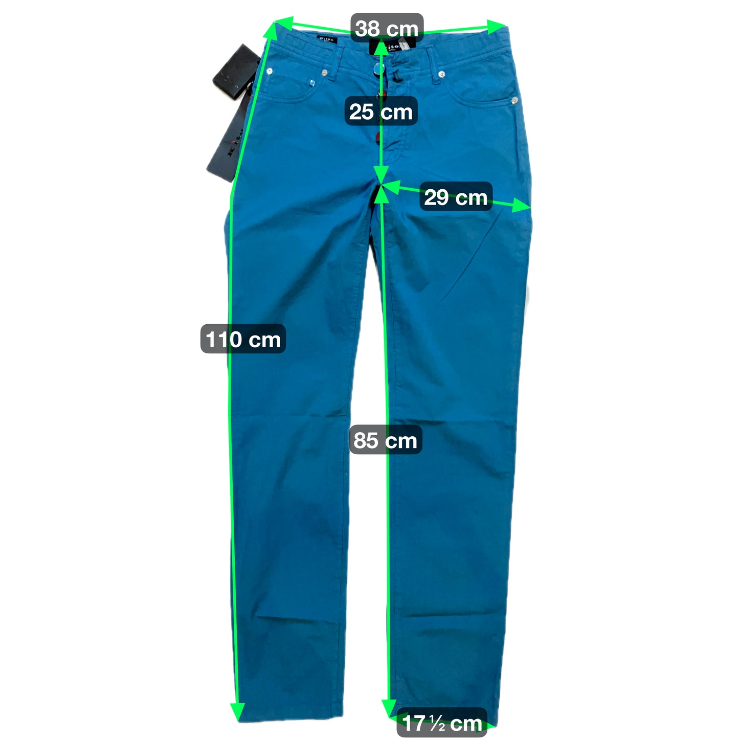 19万 新品 Kiton 総手縫い ブルーペトロレウム 5ポケット パンツ 32