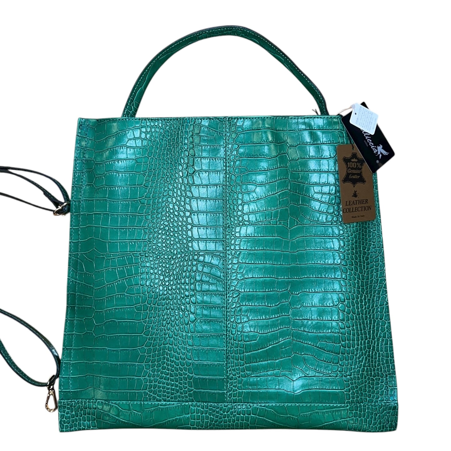 RRP$700 [new] Pelliccia milan Italy Shoulder bag Leather Crocodile emboss