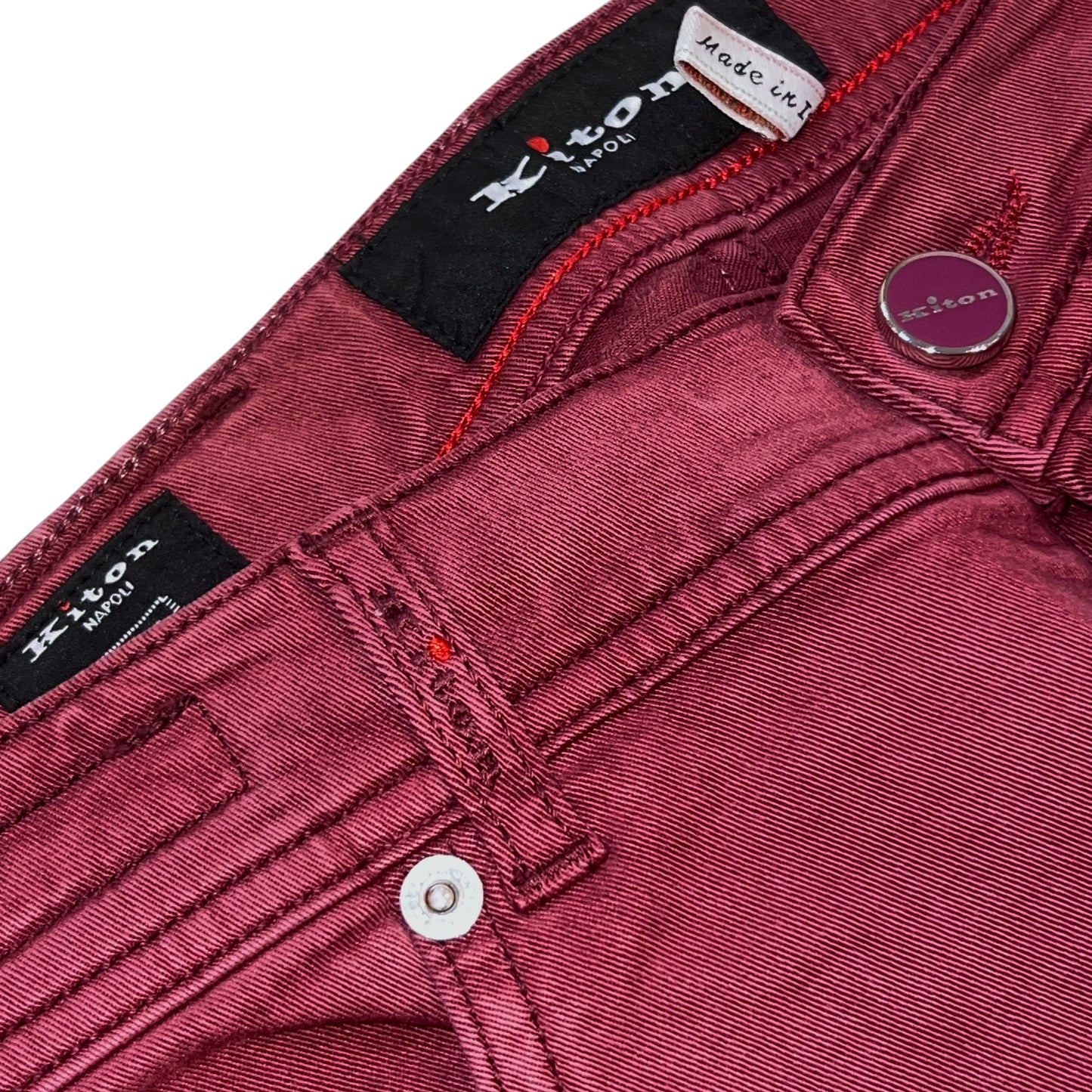 RRP$1450[new] Kiton Lyocell cotton Washed wine red pants 31
