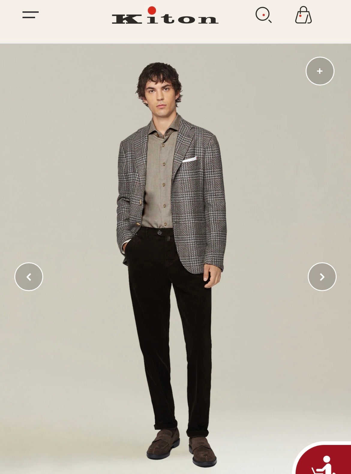 21万 新品 Kiton 総手縫い 細コーデュロイ 5ポケット パンツ 青 32