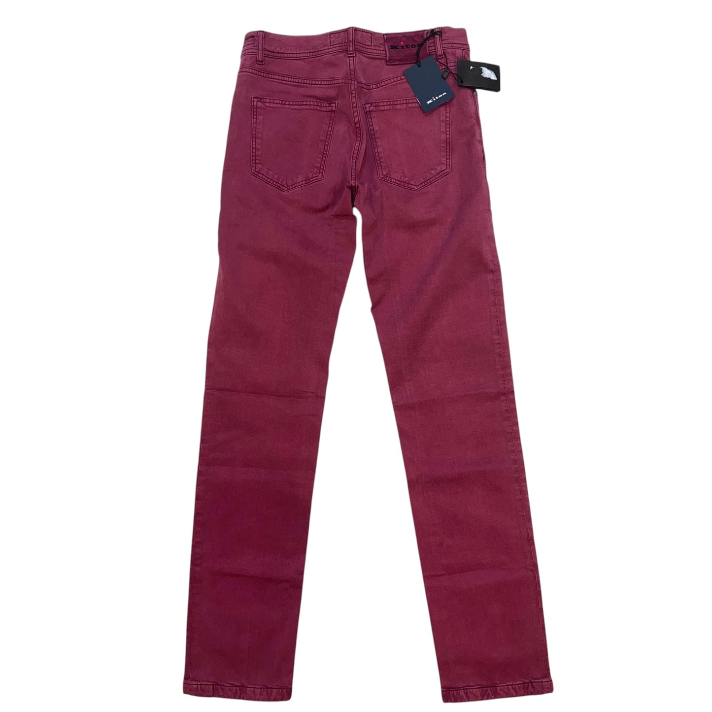 RRP$1450[new] Kiton Lyocell cotton Washed wine red pants 31