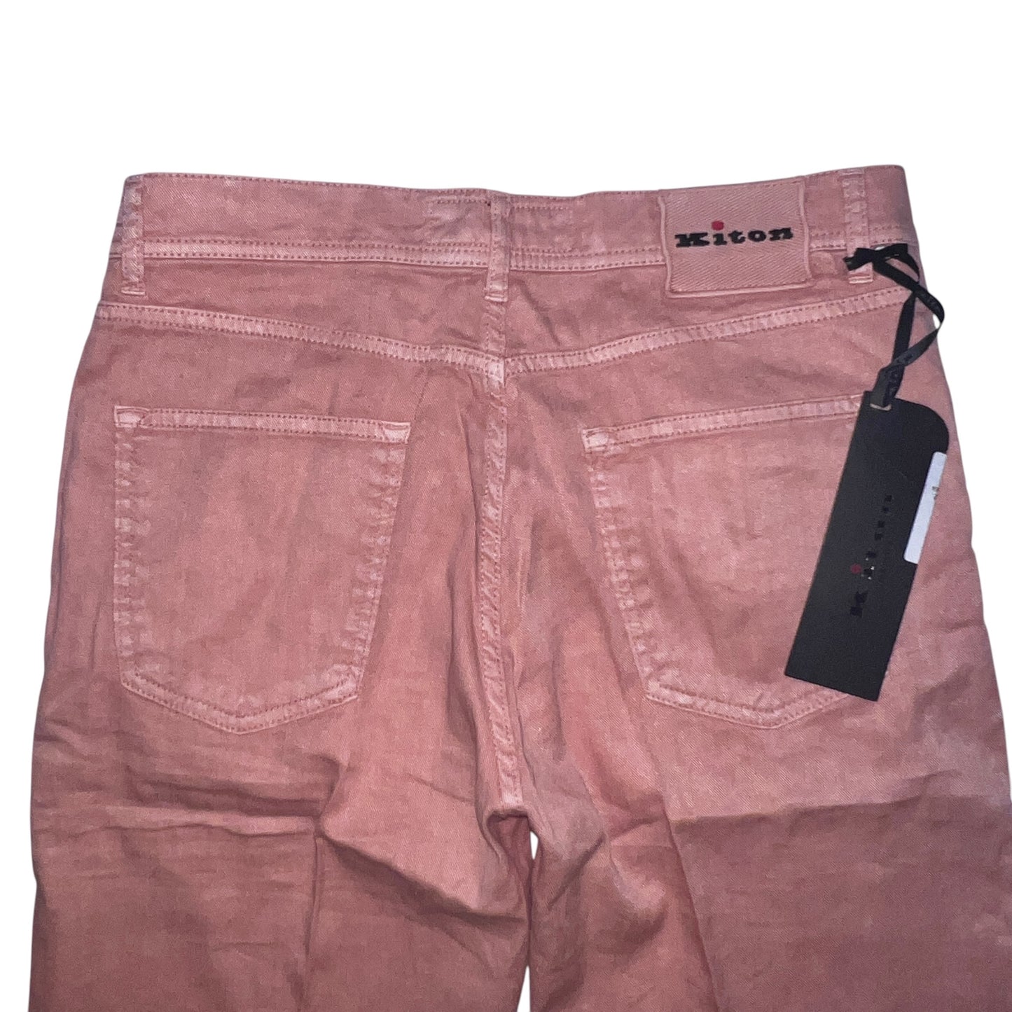 20万 新品 Kiton 総手縫い コーラルピンク 5ポケット パンツ 32