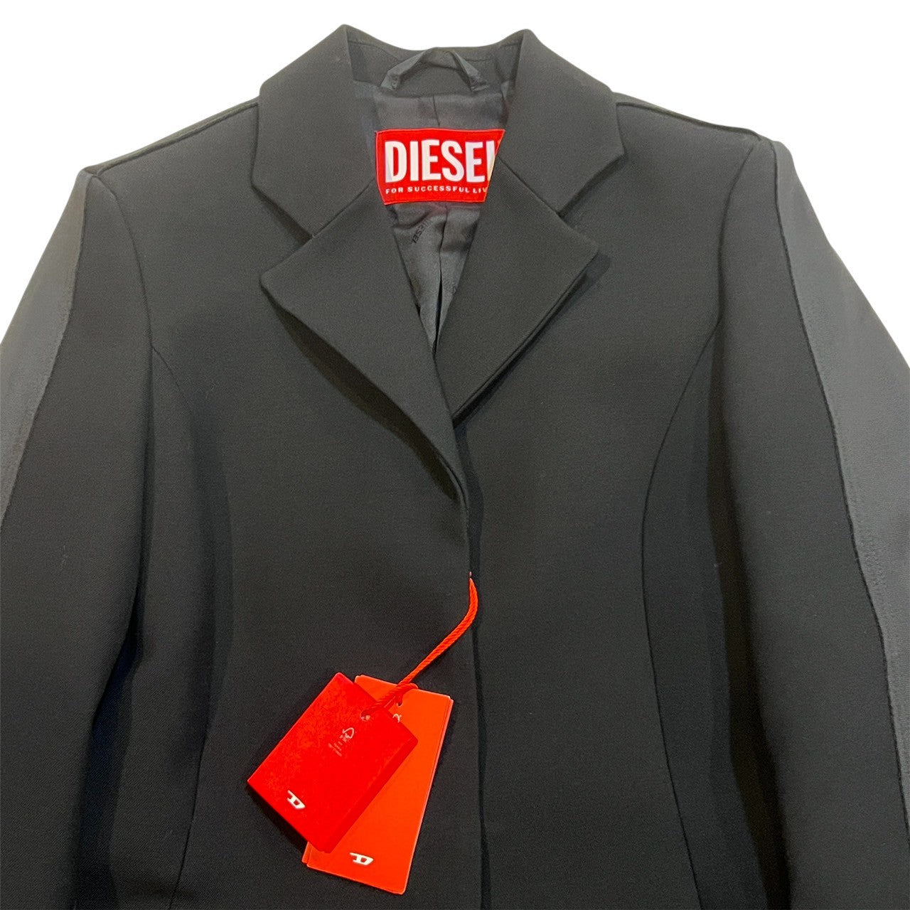 19万 新品 DIESEL 超ロングコート ミニマル 黒 バージンウール 42