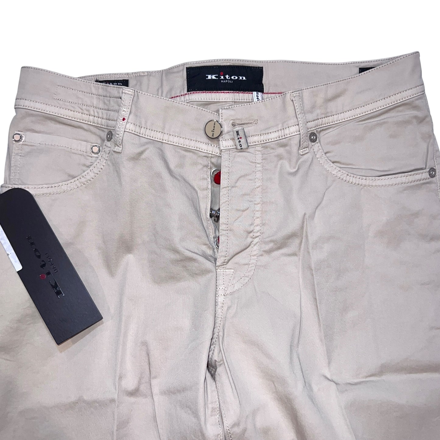 19万 新品 Kiton 総手縫い ウォッシュド グレージュ パンツ 32