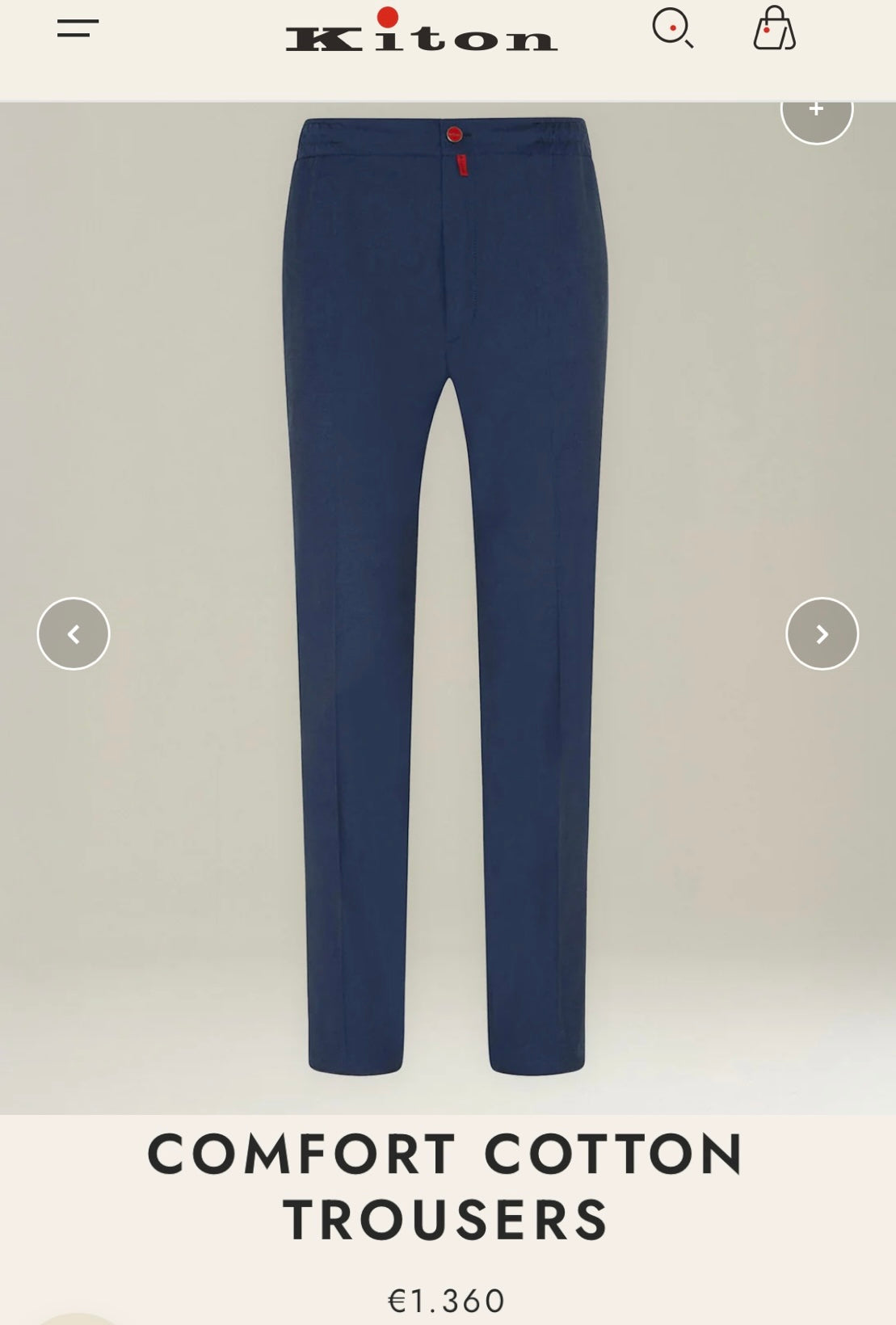 19万 新品 Kiton 総手縫い 洗い ダークブルー チノ パンツ 32