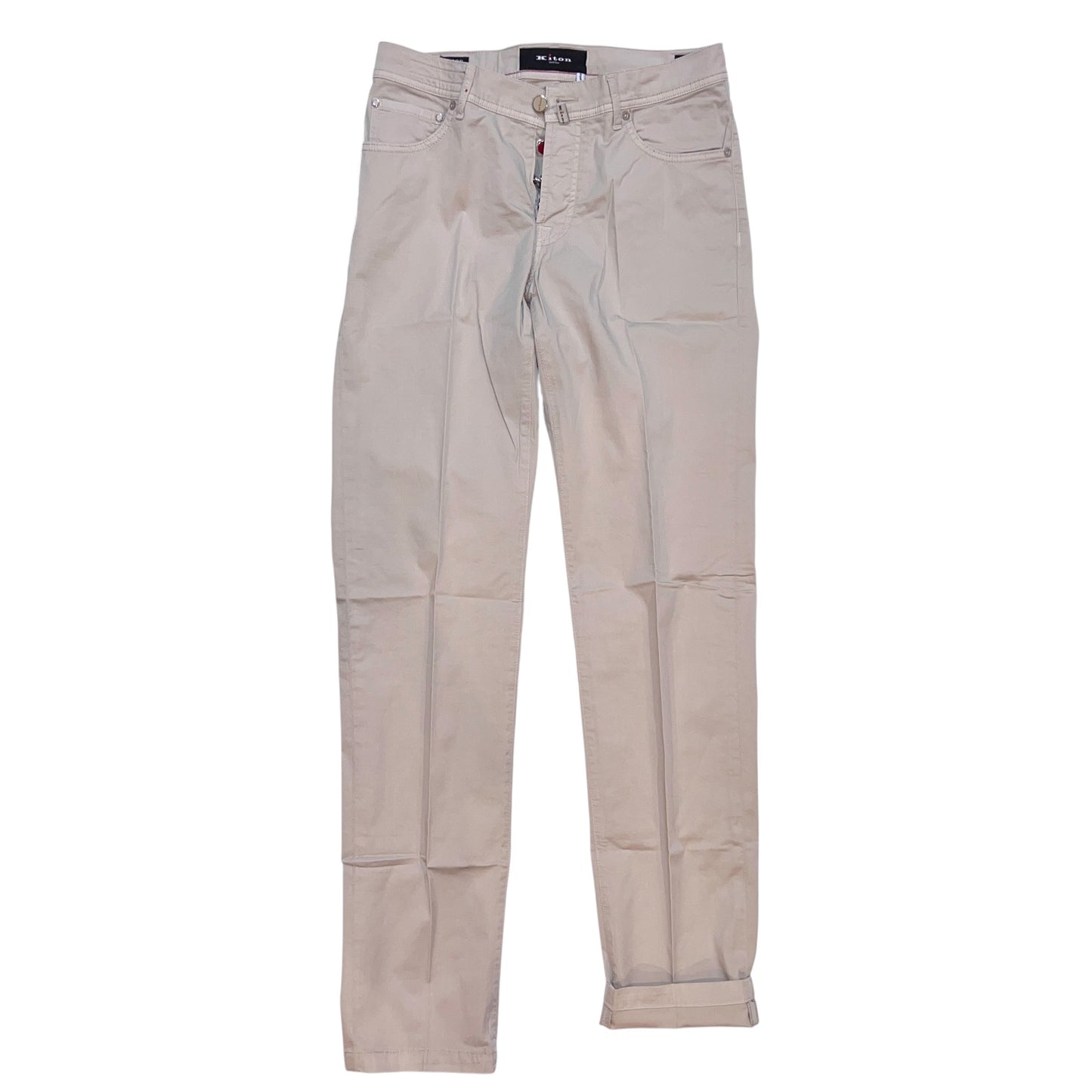 19万 新品 Kiton 総手縫い ウォッシュド グレージュ パンツ 32