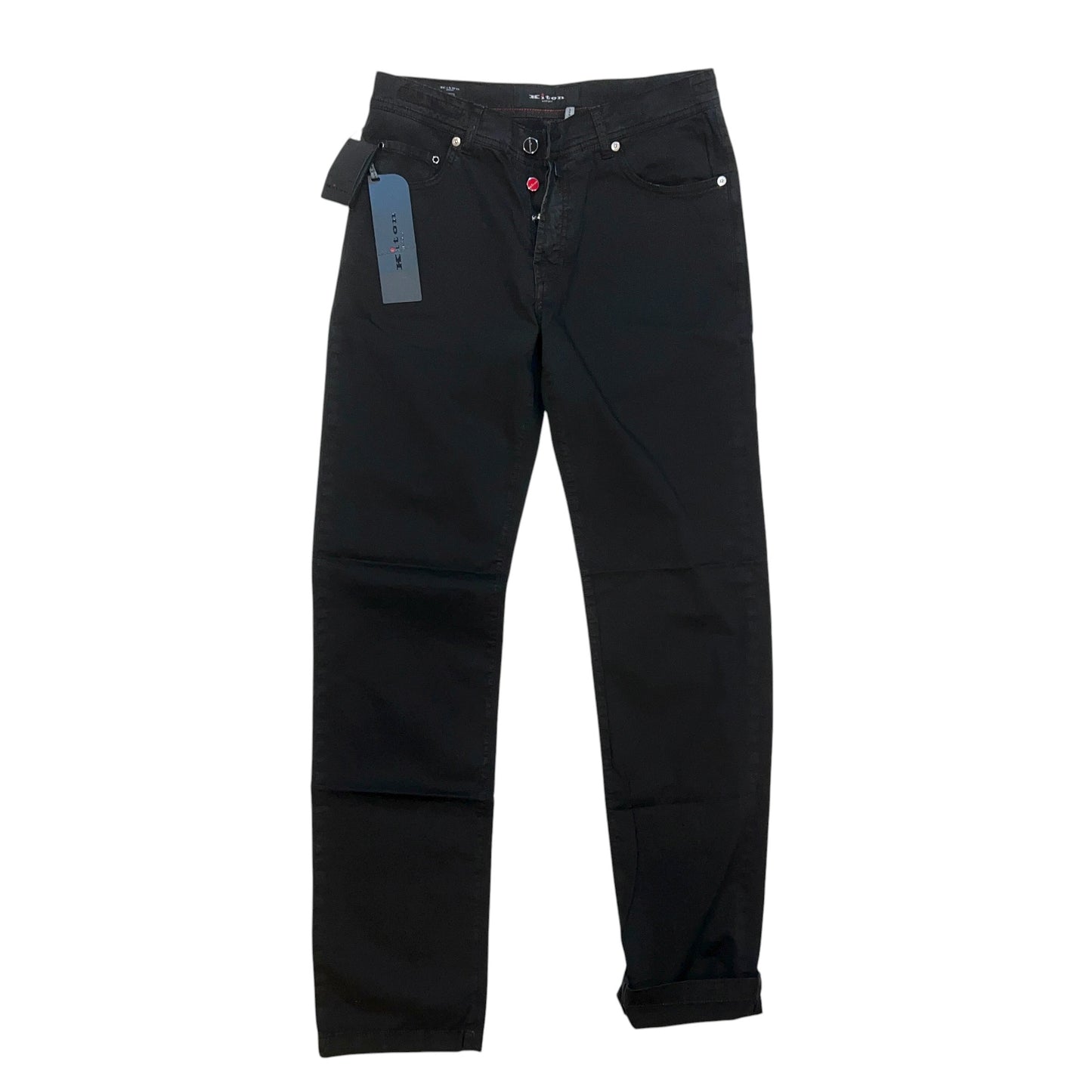 19万 新品 Kiton 総手縫い ワンウォッシュ ブラック パンツ 32