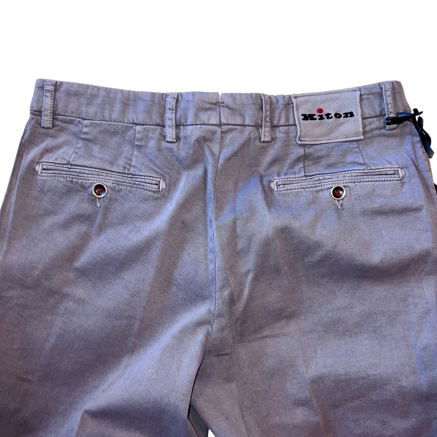 23万 新品 Kiton 総手縫い 妙味 アッシュド紫グレー チノパンツ 32