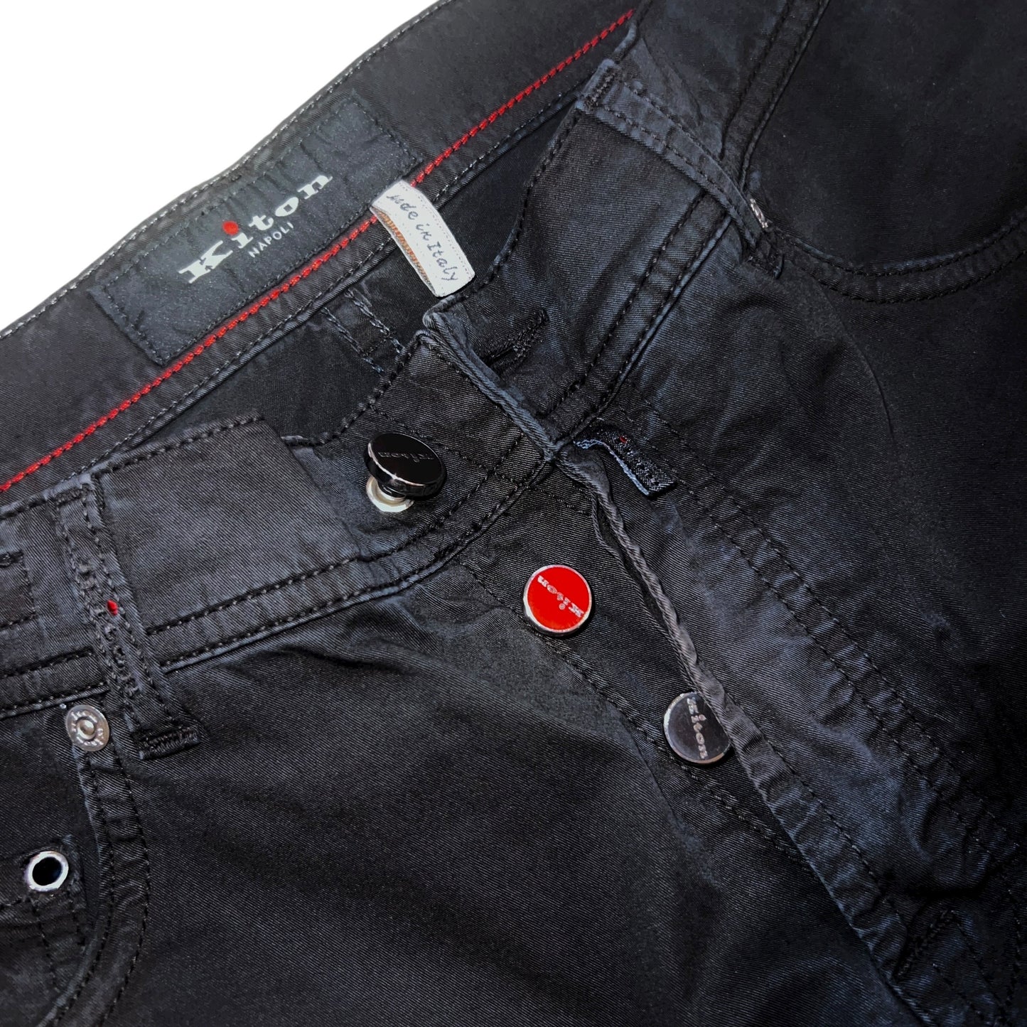 19万 新品 Kiton 総手縫い ワンウォッシュ ブラック パンツ 32
